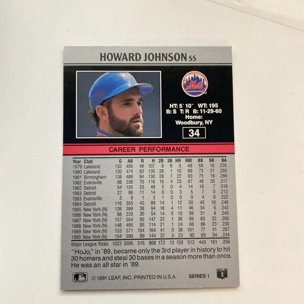 RARE 1991 Leaf - Howard Johnson #34